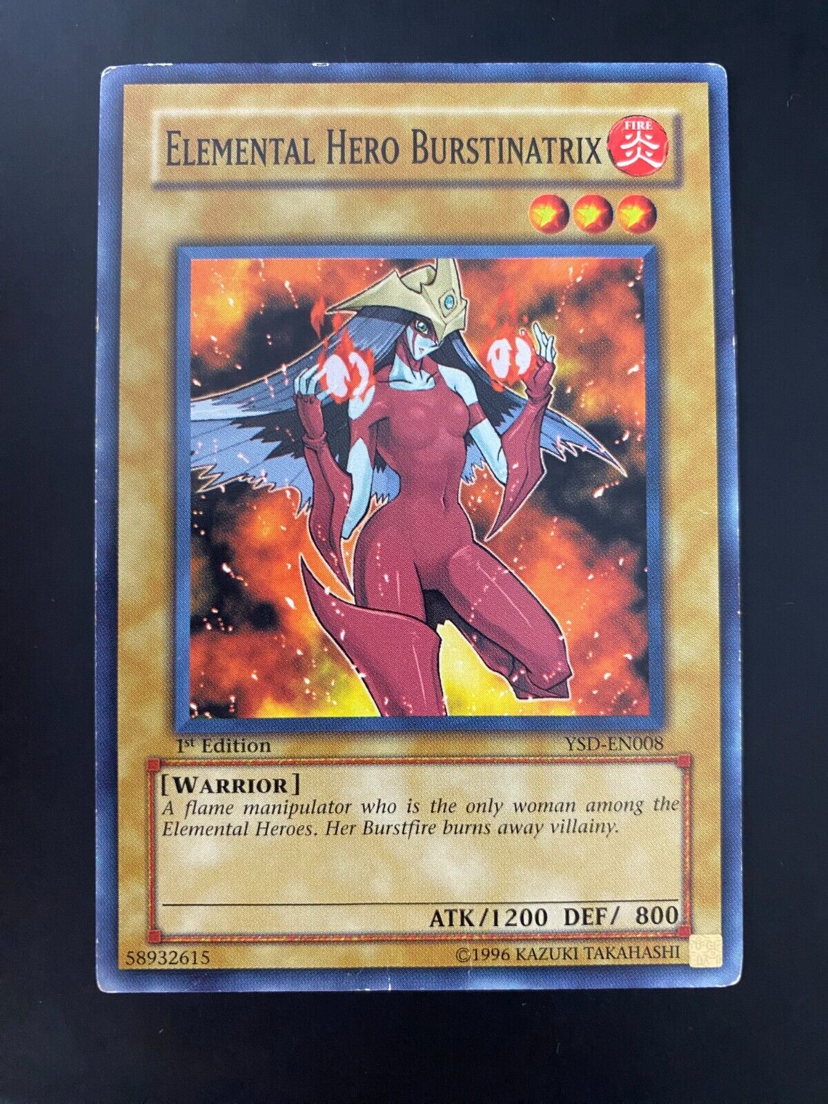 Yugioh Elemental Hero Burstinatrix YSD-EN008 Common 1st Edition DAMAGED