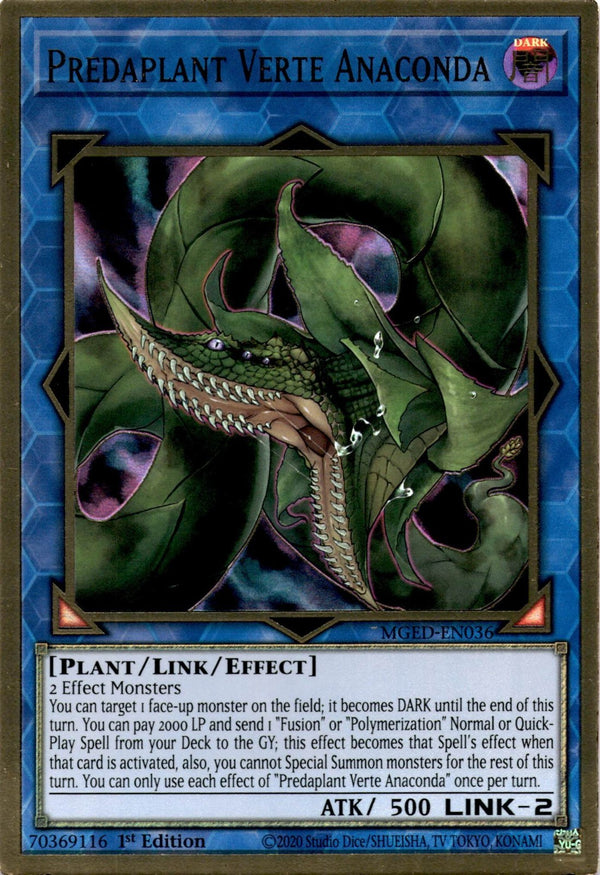 Yugioh Predaplant Verte Anaconda MGED-EN036 Premium Gold Rare 1st Edition VLP/NM