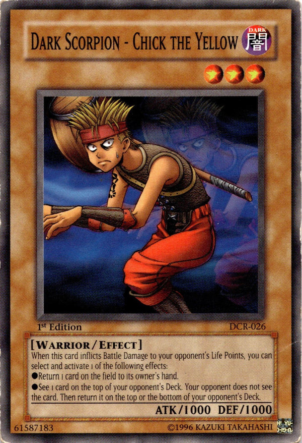 Yugioh Dark Scorpion - Chick the Yellow DCR-026 Common 1st Edition HP
