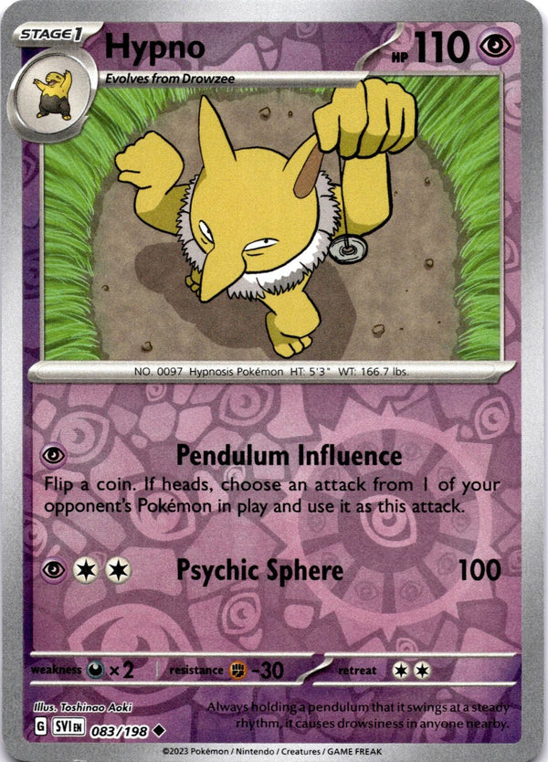 Pokemon Hypno 083/198 Scarlet Violet Base Reverse Holo NM