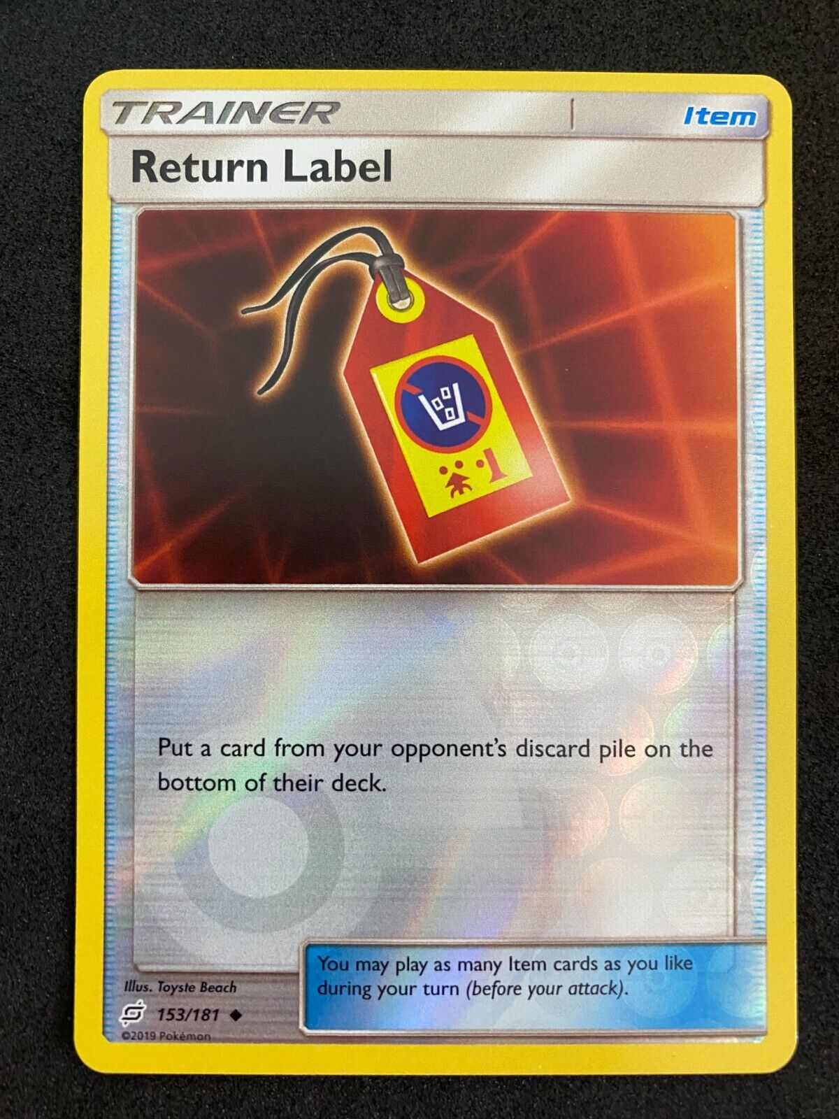 Pokemon Return Label 153/181 Team Up Reverse Holo NM