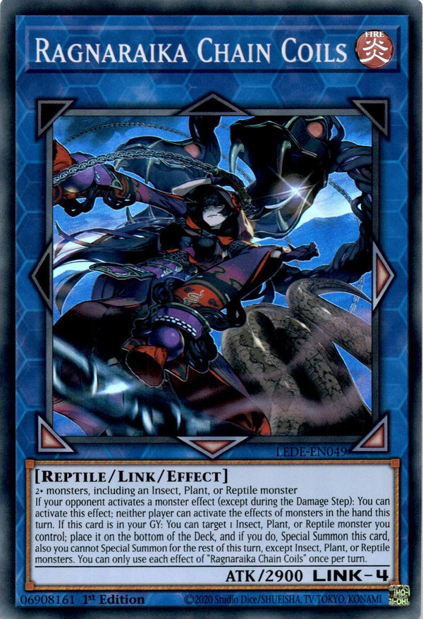 Yugioh Ragnaraika Chain Coils LEDE-EN049 Super Rare 1st Edition NM