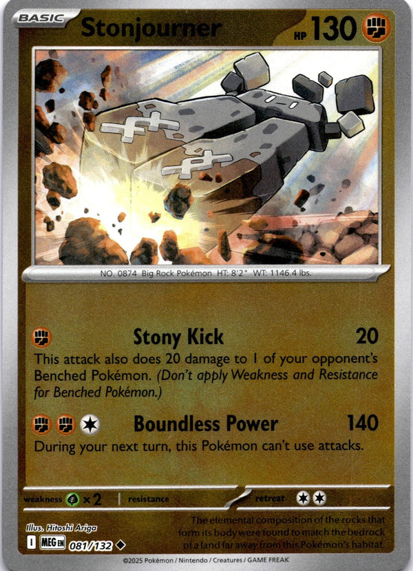 Pokemon Stonjourner 081/132 Mega Evolution Reverse Holo NM