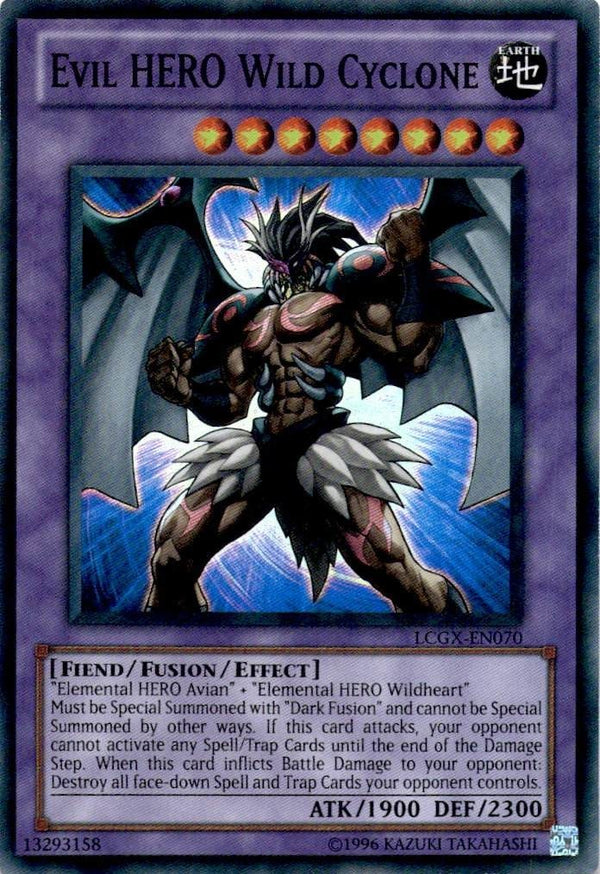 Yugioh Evil HERO Wild Cyclone LCGX-EN070 Super Rare Unlimited Edition NM