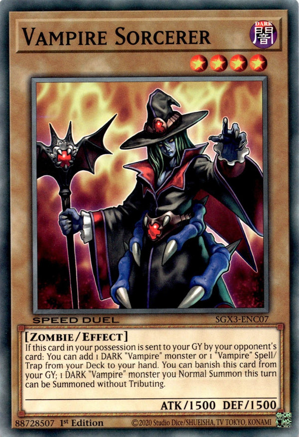 Yugioh Vampire Sorcerer SGX3-ENC07 Speed Duel Common 1st Edition NM