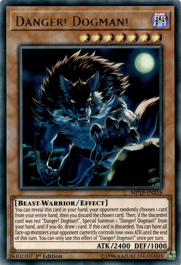Yugioh Danger! Dogman! MP19-EN218 Ultra Rare 1st Edition NM