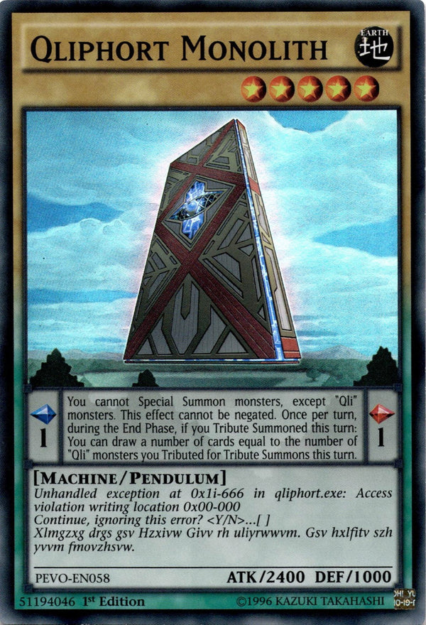 Yugioh Qliphort Monolith PEVO-EN058 Super Rare 1st Edition VLP/NM