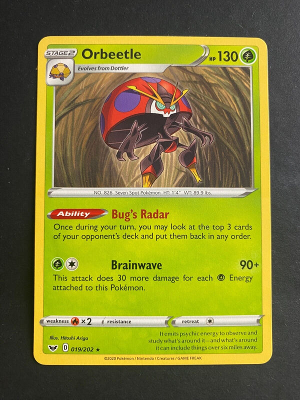Pokemon Orbeetle 019/202 Sword Shield Base Rare Non Holo NM