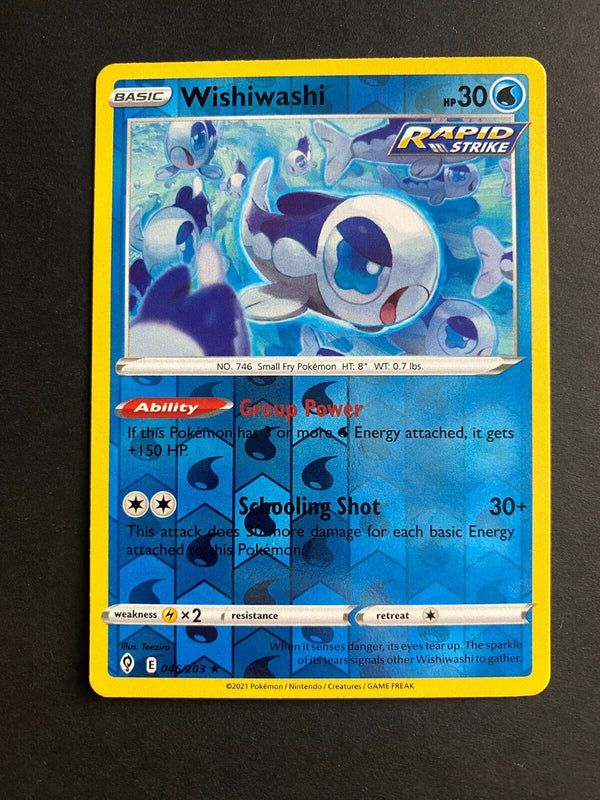 Pokemon Wishiwashi 046/203 Evolving Skies Reverse Holo LP/NM