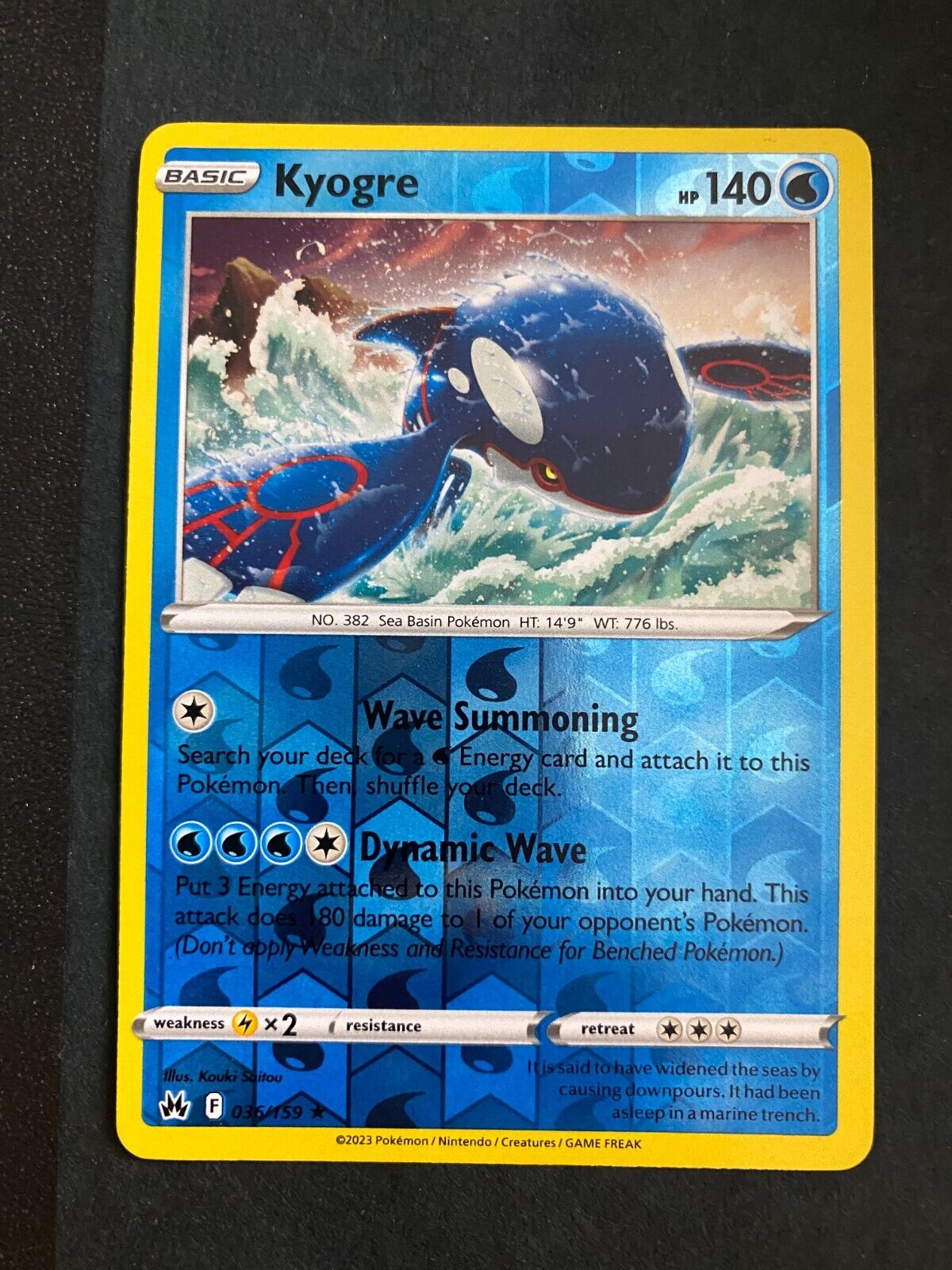 Pokemon Kyogre 036/159 Crown Zenith Reverse Holo NM