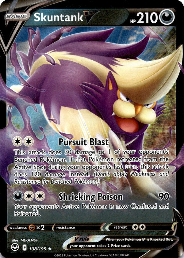 Pokemon Skuntank V 108/195 Silver Tempest Full Art Holo NM