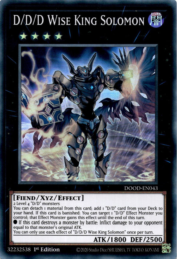 Yugioh D/D/D Wise King Solomon DOOD-EN043 Super Rare 1st Edition NM
