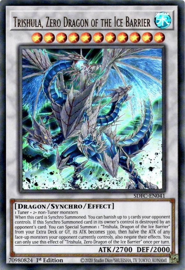 Yugioh Trishula, Zero Dragon of the Ice Barrier SDFC-EN041 Ultra Rare 1st Ed NM