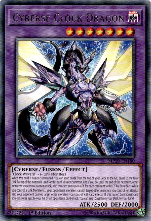 Yugioh Cyberse Clock Dragon MP19-EN180 Rare 1st Edition NM