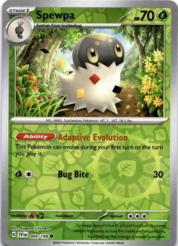 Pokemon Spewpa 009/198 Scarlet Violet Base Reverse Holo LP/NM