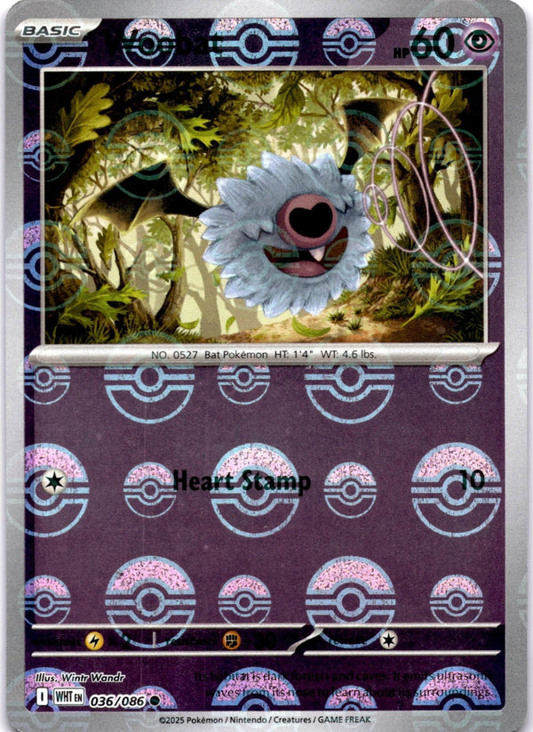 Pokemon Woobat 036/086 White Flare Reverse Holo Pokeball NM