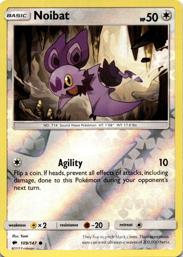 Pokemon Noibat 109/147 Burning Shadows Reverse Holo NM