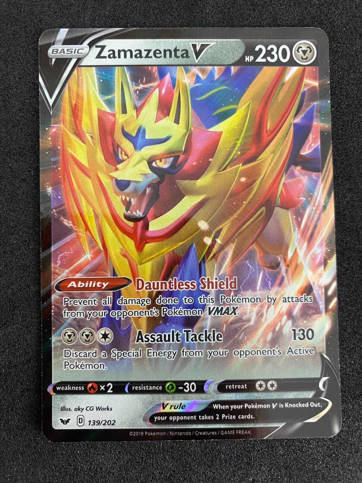 Pokemon Zamazenta V 139/202 Sword Shield Full Art Holo NM-MINT