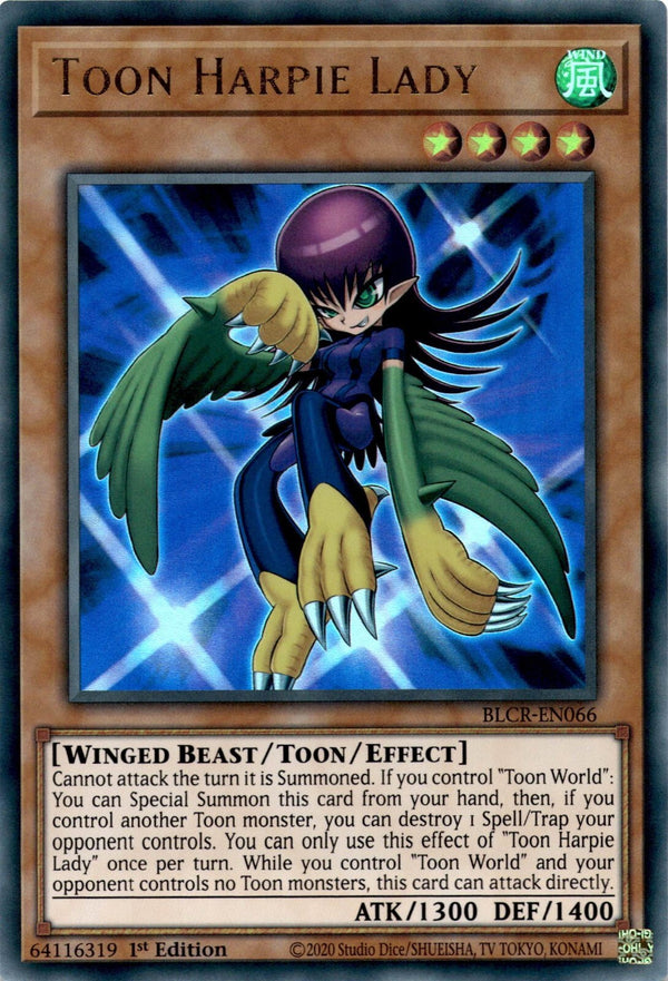 Yugioh Toon Harpie Lady BLCR-EN066 Ultra Rare 1st Edition NM