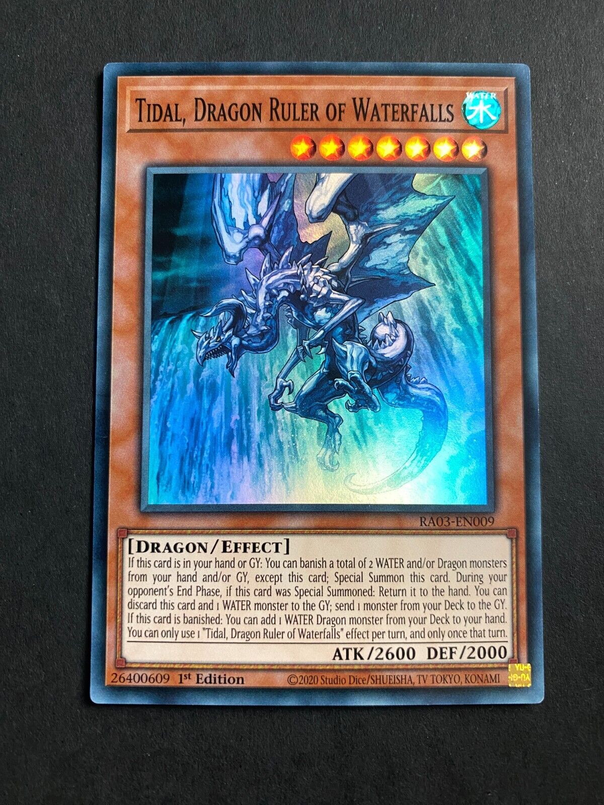 Yugioh Tidal, Dragon Ruler of Waterfalls RA03-EN009 Super Rare 1st Edition NM