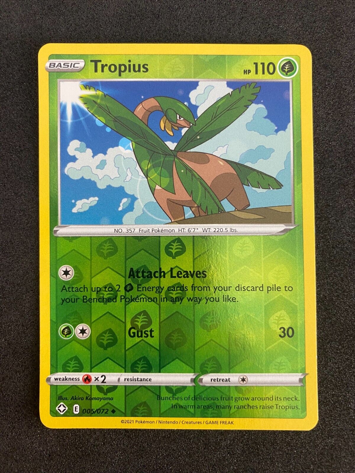 Pokemon Tropius 005/072 Shining Fates Reverse Holo NM-MINT