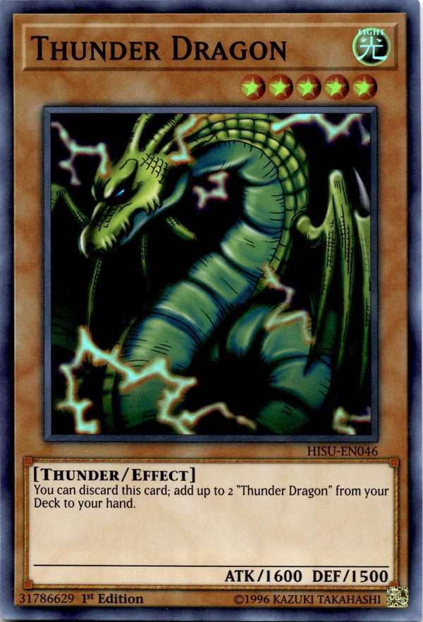 Yugioh Thunder Dragon HISU-EN046 Super Rare 1st Edition NM