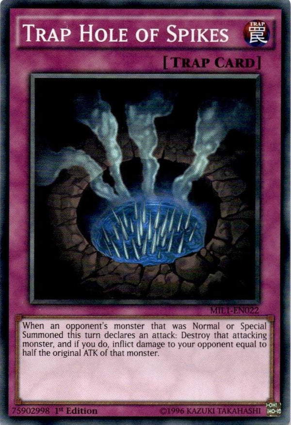 Yugioh Trap Hole of Spikes MIL1-EN022 Super Rare 1st Edition LP