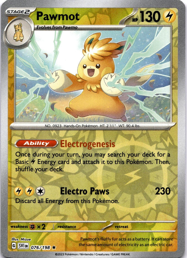 Pokemon Pawmot 076/198 Scarlet Violet Base Reverse Holo LP/NM
