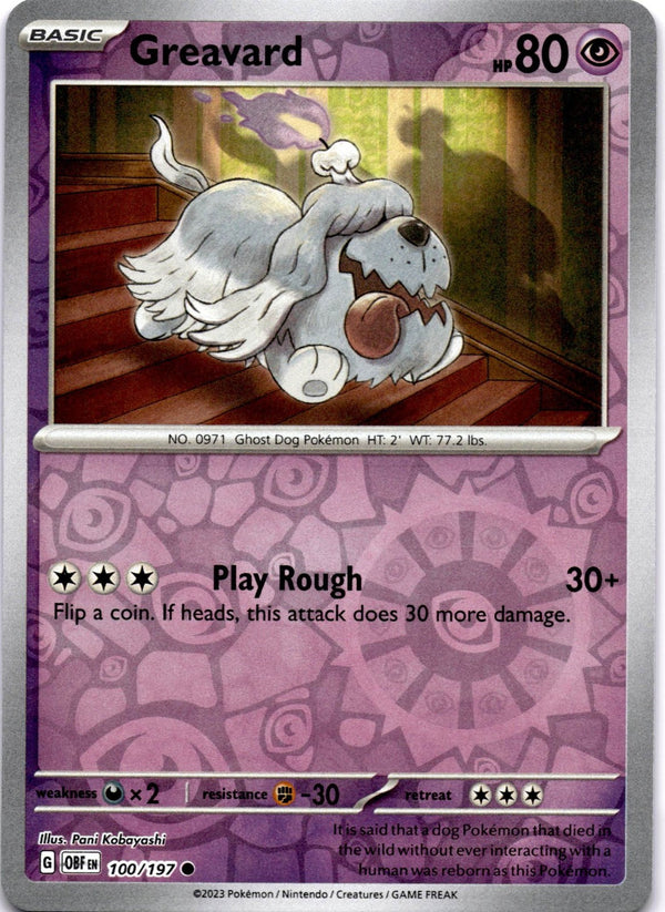 Pokemon Greavard 100/197 Obsidian Flames Reverse Holo NM