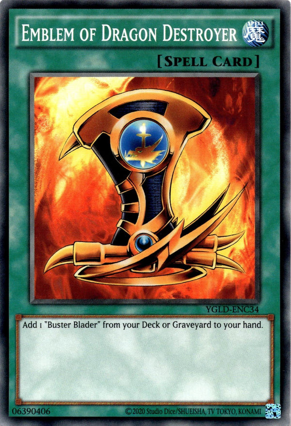 Yugioh Emblem of Dragon Destroyer YGLD-ENC34 Common Unlimited Edition NM