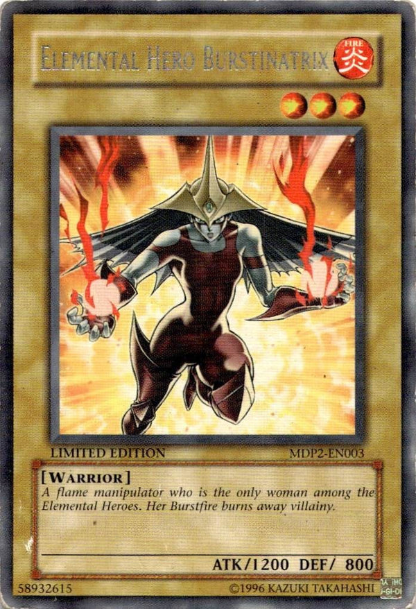 Yugioh Elemental HERO Burstinatrix MDP2-EN003 Rare Limited Edition HP