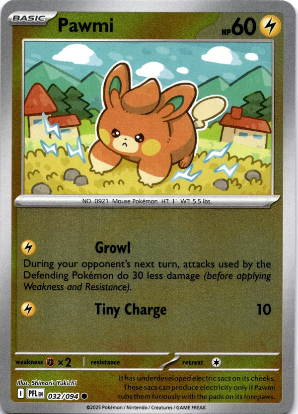 Pokemon Pawmi 032/094 Phantasmal Flames Reverse Holo NM