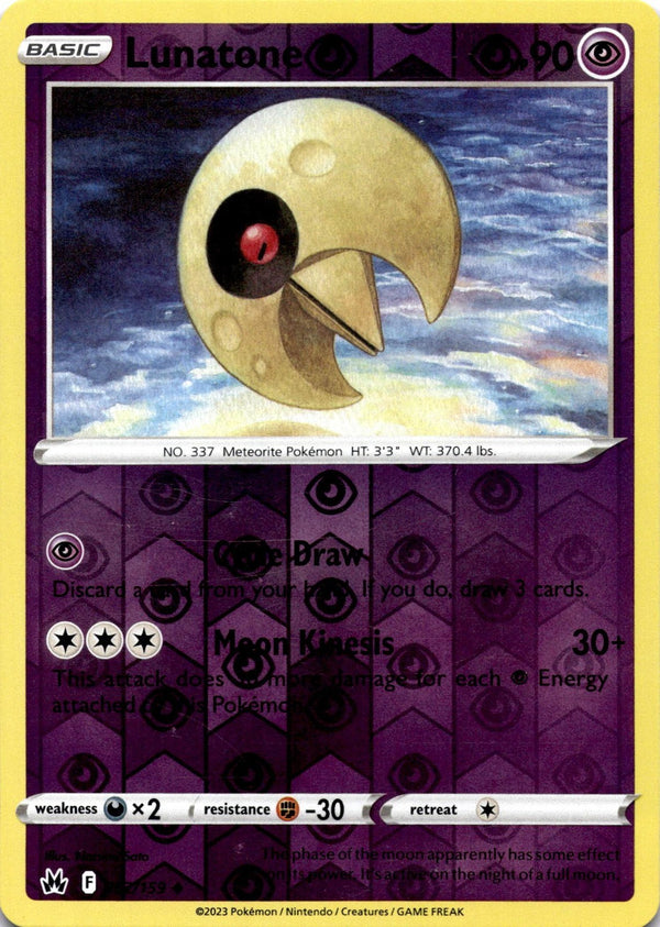 Pokemon Lunatone 062/159 Crown Zenith Reverse Holo LP