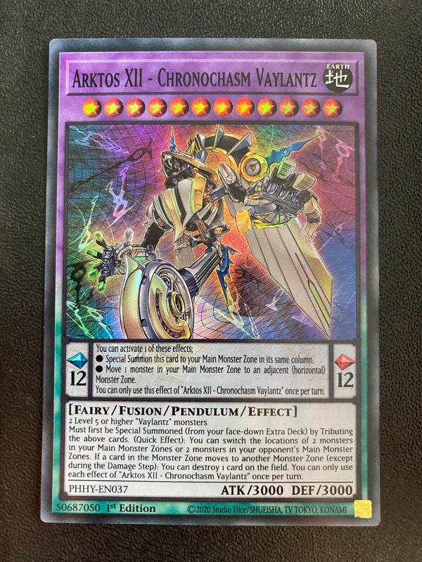Yugioh Arktos XII - Chronochasm Vaylantz PHHY-EN037 Super Rare 1st Ed NM/MINT