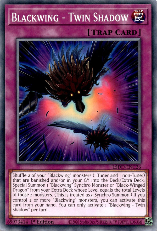 Yugioh Blackwing - Twin Shadow L5DD-ENC26 Common 1st Edition NM