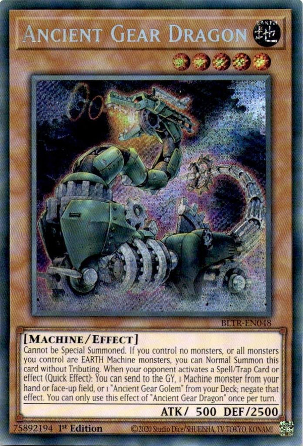 Yugioh Ancient Gear Dragon BLTR-EN048 Secret Rare 1st Edition LP