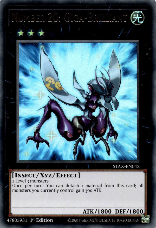 Yugioh Number 20: Giga-Brilliant STAX-EN042 Ultra Rare 1st Edition NM