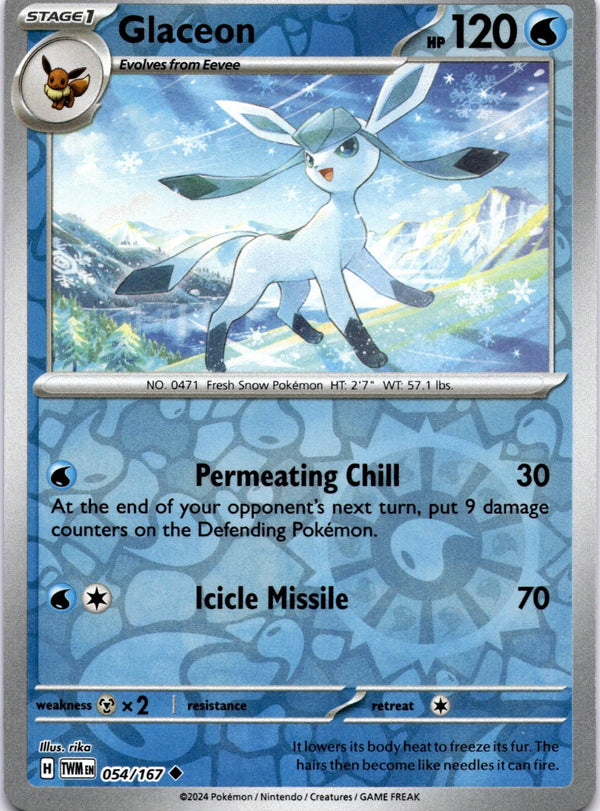 Pokemon Glaceon 054/167 Twilight Masquerade Reverse Holo NM
