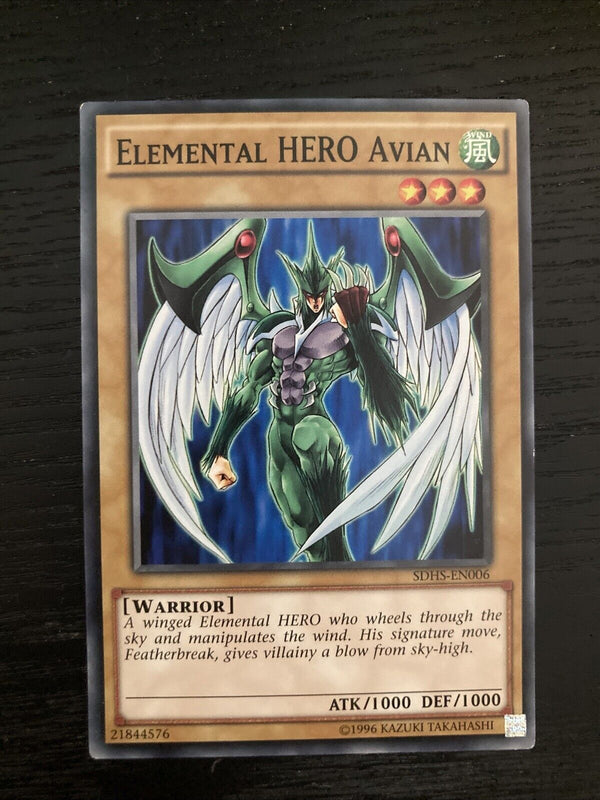 Yugioh Elemental Hero Avian SDHS-EN006 Common Unlimited Edition VLP