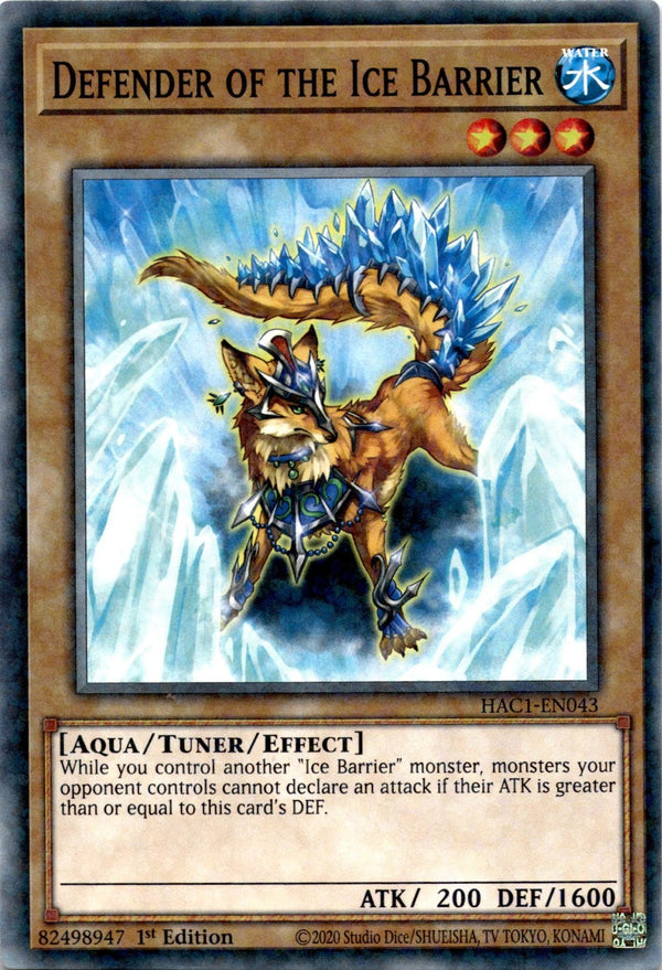 Yugioh Defender Of The Ice Barrier HAC1-EN043 Duel Terminal Common 1st Ed NM