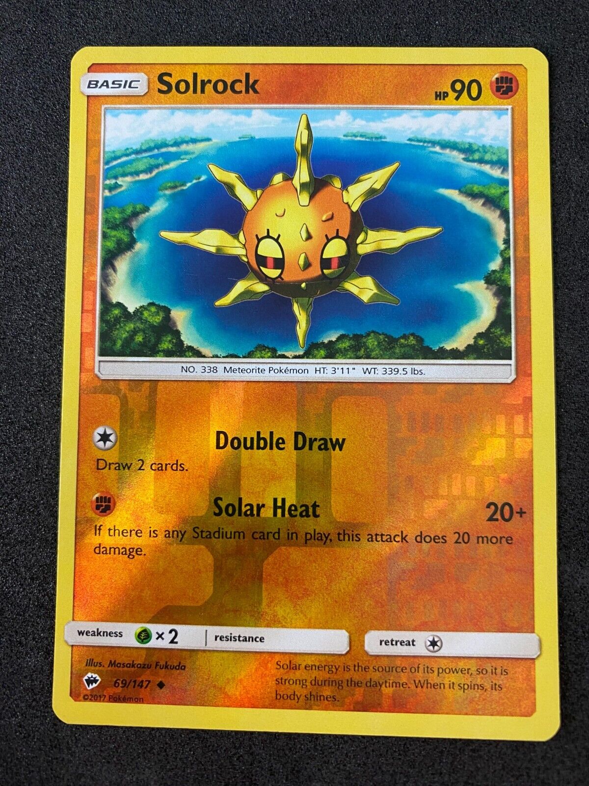 Pokemon Solrock 69/147 Burning Shadows Reverse Holo NM