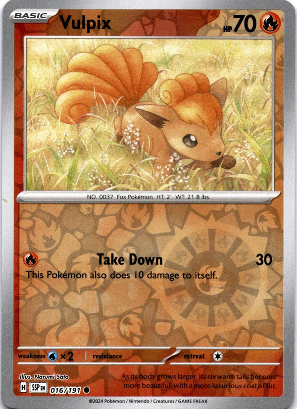 Pokemon Vulpix 016/191 Surging Sparks Reverse Holo NM