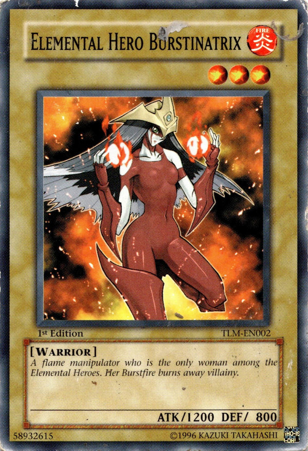Yugioh Elemental Hero Burstinatrix TLM-EN002 Common 1st Edition DAMAGED
