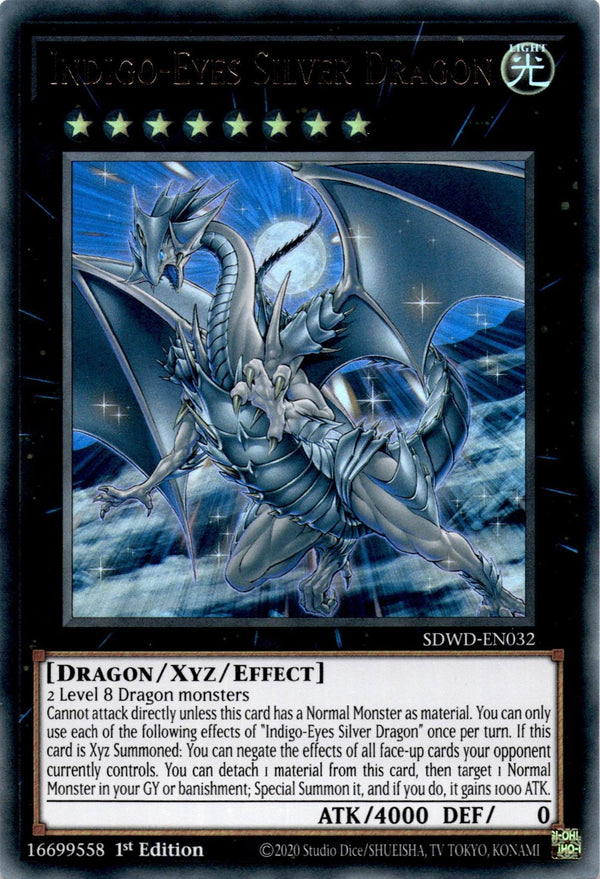 Yugioh Indigo-Eyes Silver Dragon SDWD-EN032 Ultra Rare 1st Edition NM