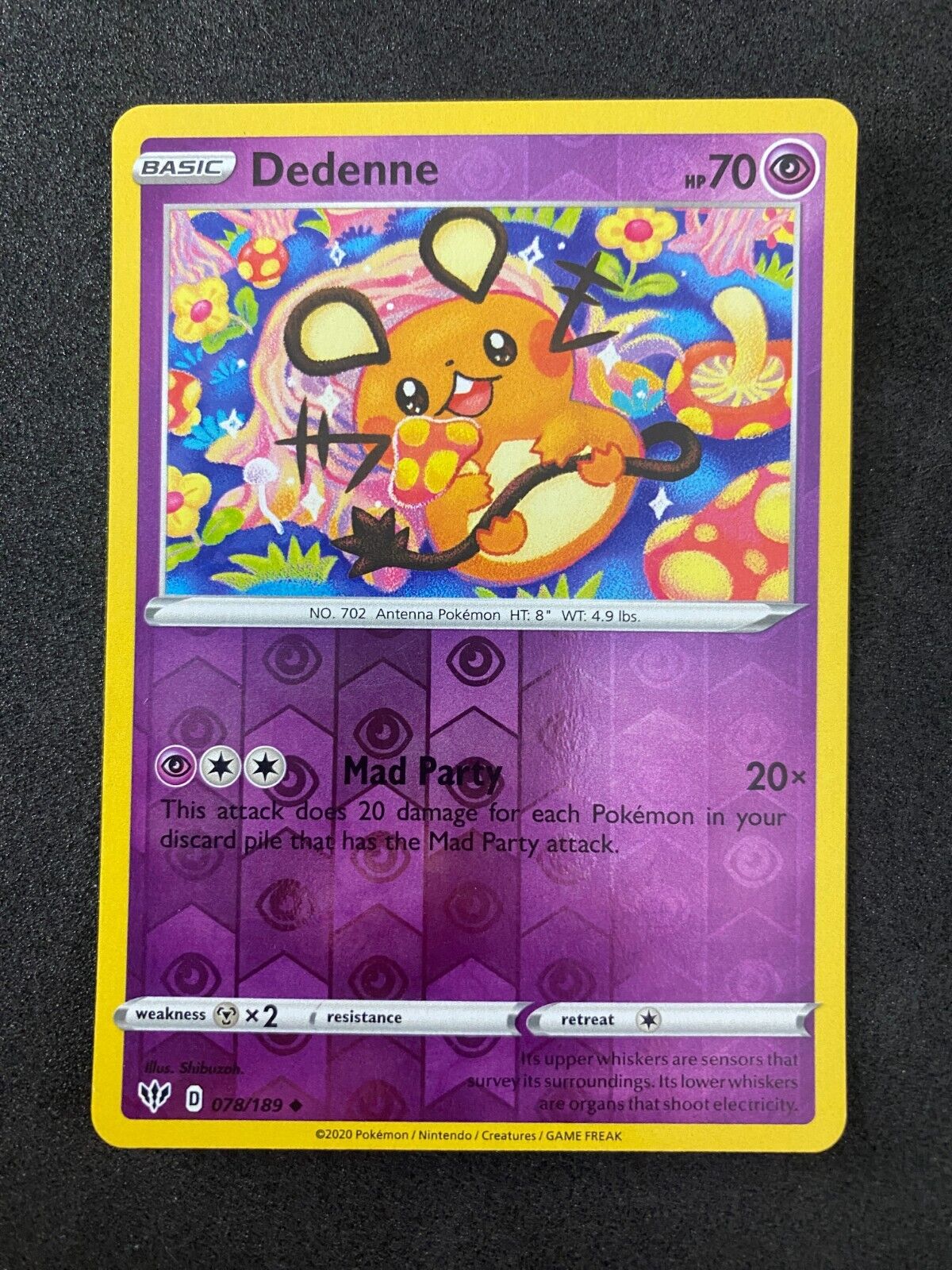 Pokemon Dedenne 078/189 Darkness Ablaze Reverse Holo NM-MINT 78/189