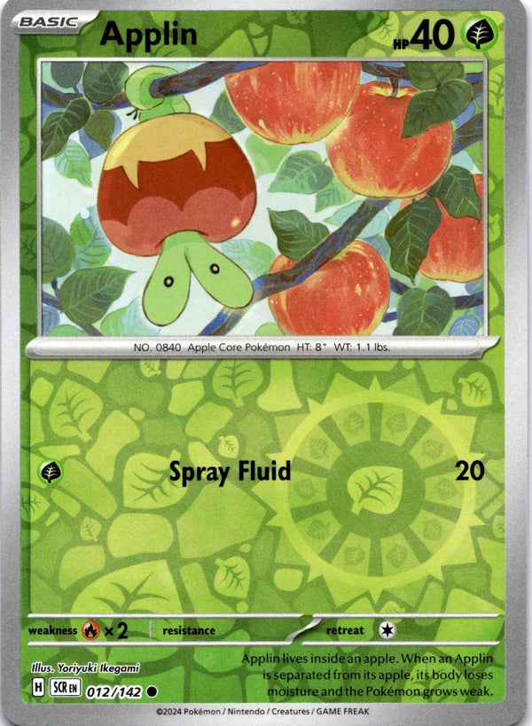 Pokemon Applin 012/142 Stellar Crown Reverse Holo NM