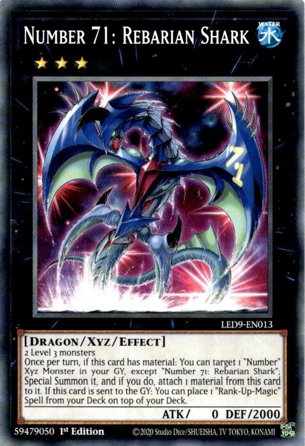 Yugioh Number 71: Rebarian Shark LED9-EN013 Common 1st Edition NM
