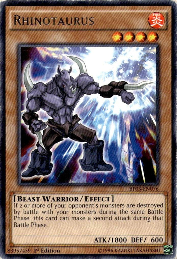 Yugioh Rhinotaurus BP03-EN076 Rare 1st Edition DAMAGED