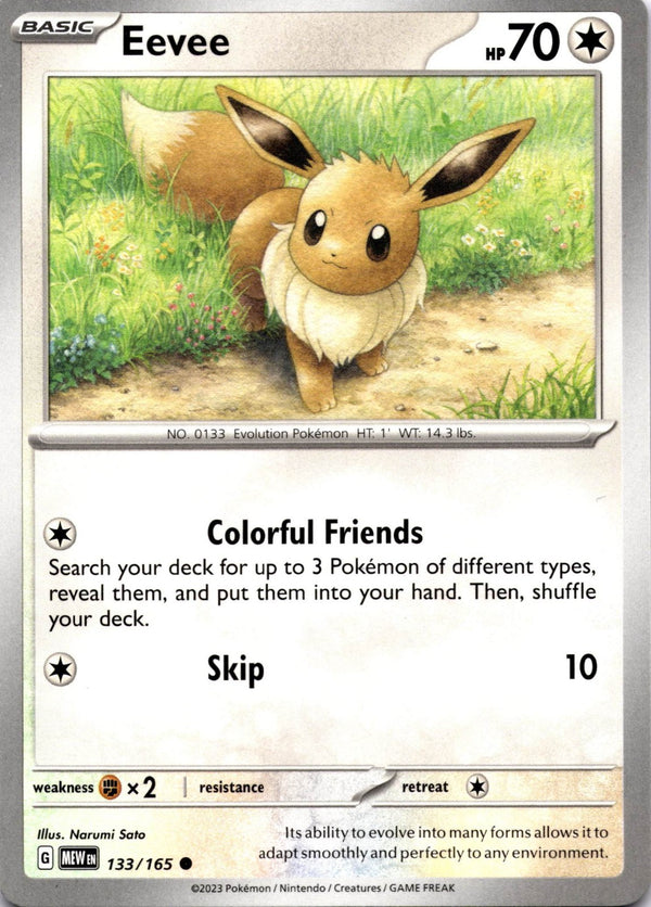 Pokemon Eevee 133/165 Pokemon 151 Non Holo NM
