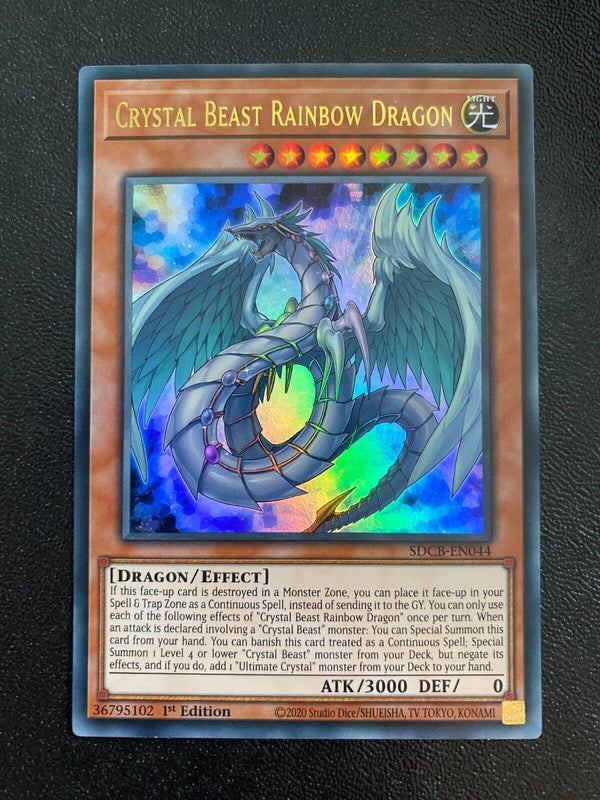 Yugioh Crystal Beast Rainbow Dragon SDCB-EN044 Ultra Rare 1st Edition NM/MINT